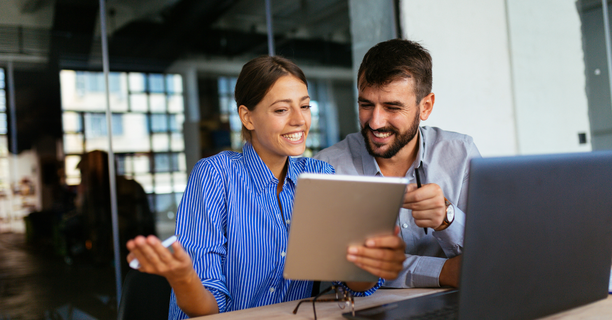 two people working